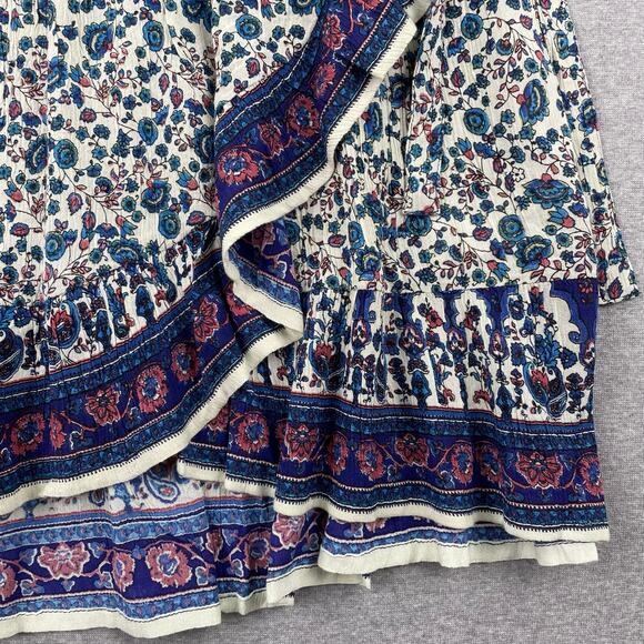 BILA Wrap Mini Skirt Large Blue Paisley Floral Western Cowgirl Lightweight Boho - Picture 8 of 15